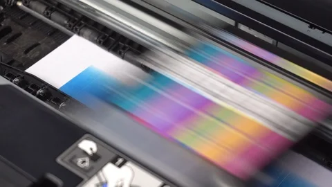 Printer Printing an Image, Close Up Stock Footage 106674671