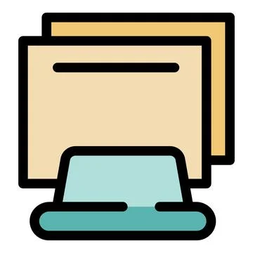 Printer printing multiple documents with ink cartridge icon Illustrazione stock