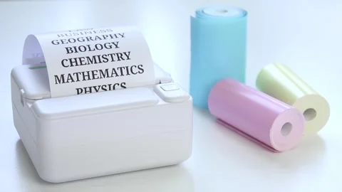 Printer, Printing at Office, Back to School, Thermal Colourful Paper for Craft Stock Footage 329958212