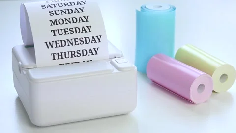 Printer, Printing at Office, Test Print, Thermal Colourful Paper for Craft Stock Footage 332833389