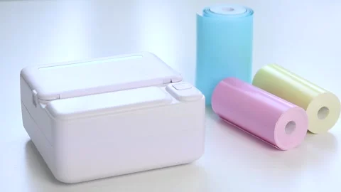 Printer, Printing at Office, Test Print, Thermal Colourful Paper for Craft Stock Footage 340183177