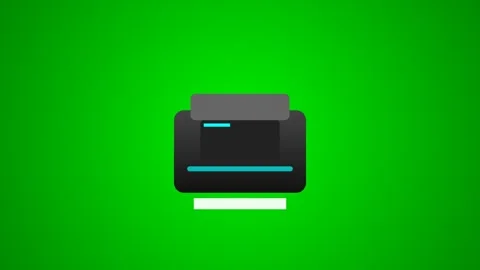 Printer printing paper animation on green screen background Stock Footage 346738675