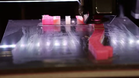 The printer is printing a plastic product. Video stock 155189039