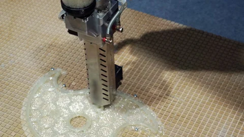 The printer is printing a plastic product. Stock Footage 167361130