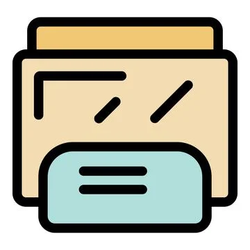 Printer printing sheets of paper with status displaying on screen Stock Illustration