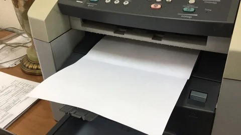 Printer prints a document. Office printer works. Stock Footage 97566958