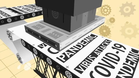 Printer Prints Newspaper Covid virus Stock Footage 153323561