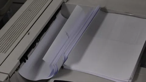 Printer prints paper in an office Stock Footage 148175652