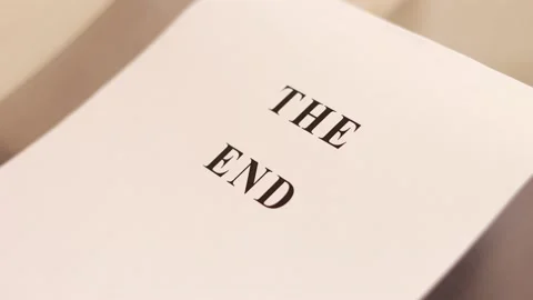 Printer prints the sheet of paper with "THE END" text Stock Footage 136262273