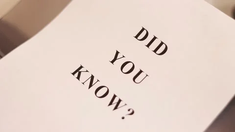 Printer prints the sheet of paper with a question DID YOU KNOW? Video stock 151358023