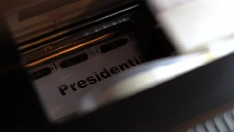 The printer prints the title of an article about the presidential election Stock Footage 164292184