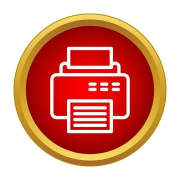 Printer producing document output icon in a red circle イラスト素材