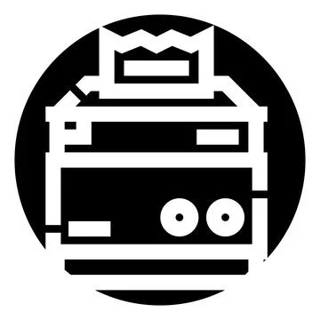 Printer producing paper document icon black circle Stock Illustration