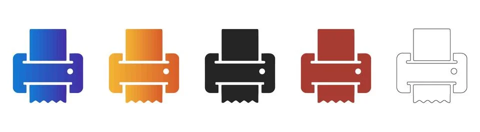 Printer with receipt paper icon Иллюстрация