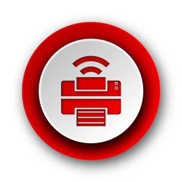 Printer red modern web icon on white background. Illustration
