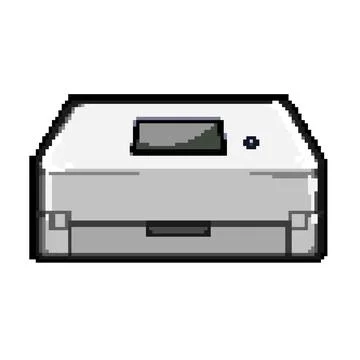 Printer scanner document pixel art vector illustration 스톡 일러스트