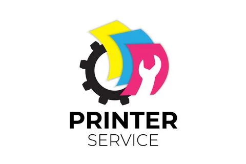 Printer Service Logo Design Vector Stockillustratie