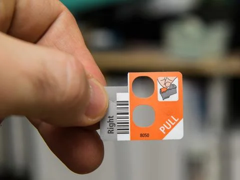 Printer Setup Sticker Close Up Stock Photos