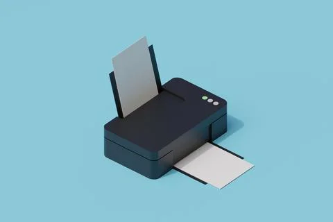 Printer single isolated object. 3d render illustration 스톡 일러스트