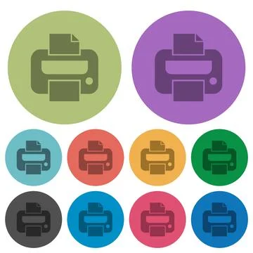 Printer solid color darker flat icons Stock Illustration