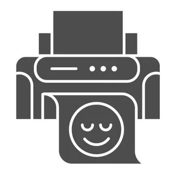 Printer solid icon. Print machine vector illustration isolated on white. Ink jet Illustrazione stock
