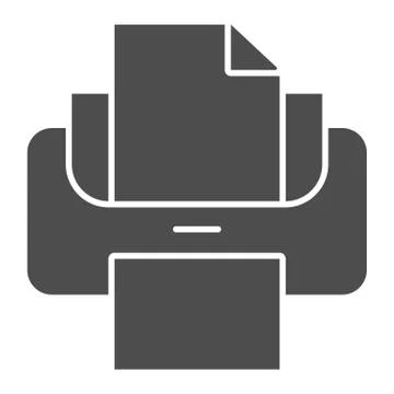 Printer solid icon. Print vector illustration isolated on white. Printout Stock Illustration