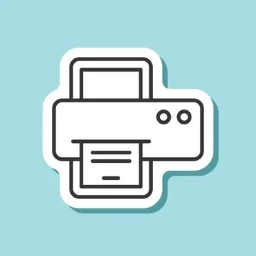 Printer sticker icon in flat linear style. Office machine vector illustrati.. 스톡 일러스트