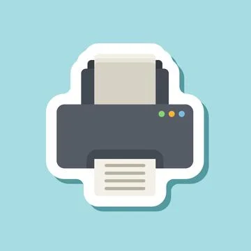 Printer sticker icon in flat style. Office machine vector illustration on i.. Stock Illustration