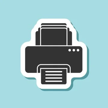 Printer sticker icon in flat style. Office machine vector illustration on i.. Stock Illustration