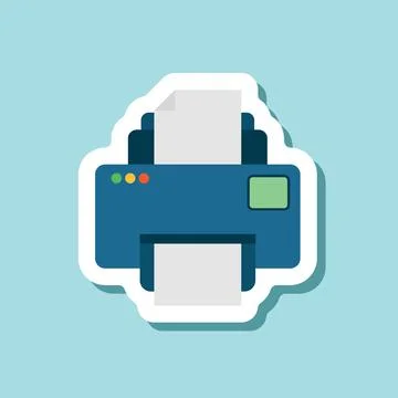 Printer sticker icon in flat style. Office machine vector illustration on i.. Illustrazione stock
