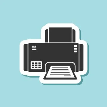 Printer sticker icon in flat style. Office machine vector illustration on i.. Stock Illustration