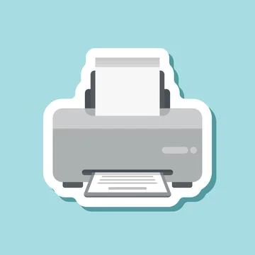 Printer sticker icon in flat style. Office machine vector illustration on i.. Stock Illustration