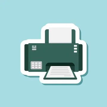 Printer sticker icon in flat style. Office machine vector illustration on i.. Stock Illustration