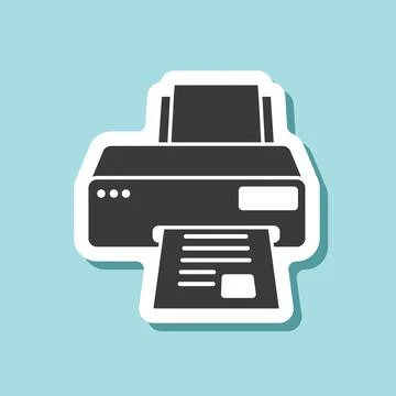 Printer sticker icon in flat style. Office machine vector illustration on i.. Illustrazione stock