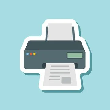 Printer sticker icon in flat style. Office machine vector illustration on i.. 스톡 일러스트