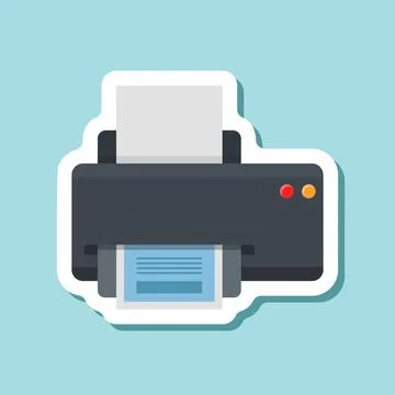 Printer sticker icon in flat style. Office machine vector illustration on i.. Stockillustratie