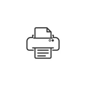 Printer symbol icon. pixel perfect outline line style template. Stock Illustration