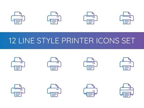Printer symbol icon. pixel perfect outline line style template. Stock Illustration