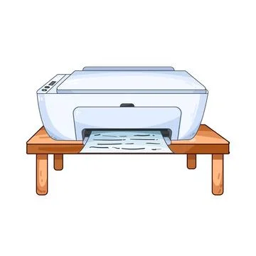 Printer on table illustration Stock Illustration