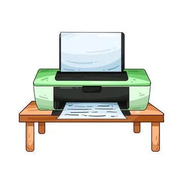 Printer on table illustration Stock Illustration