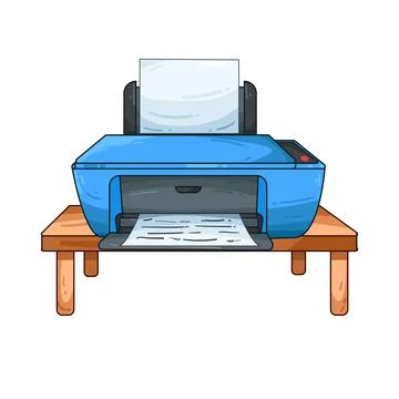 Printer on table illustration イラスト素材