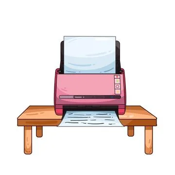 Printer on table illustration イラスト素材