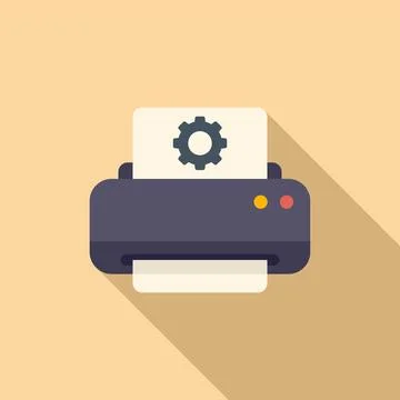 Printer technical document icon flat vector. Paper manual Stock Illustration