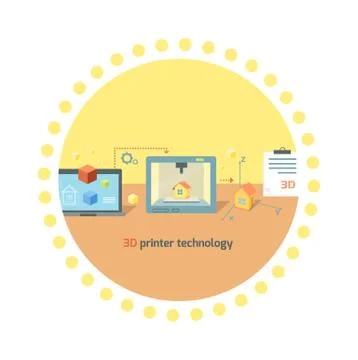Printer Technology Icon Flat Design Stock Illustration