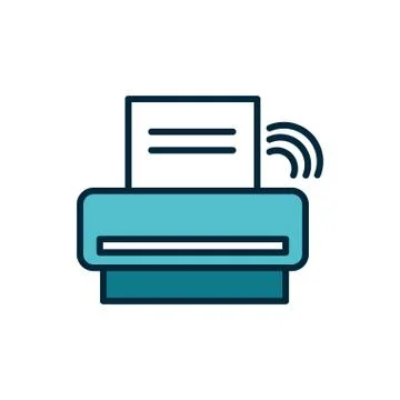 Printer technology wifi internet of things line and fill icon 스톡 일러스트
