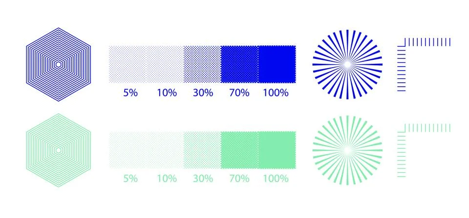 Printer Test Page Calibration Chart with Color Swatches Halftone Percentage Stock-Illustration