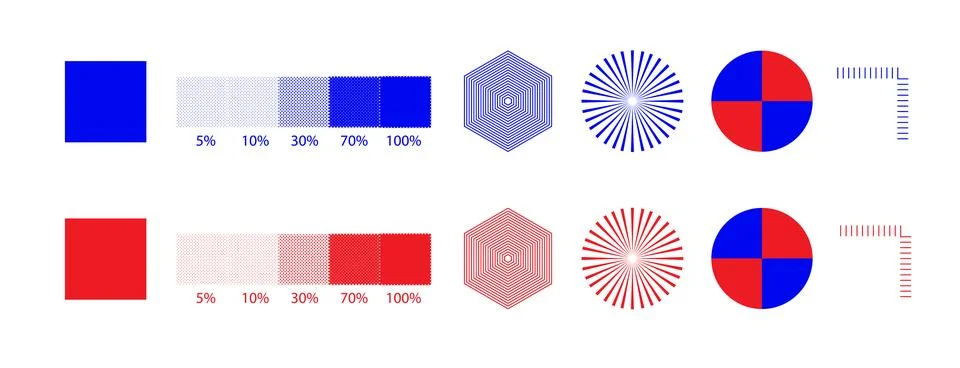 Printer Test Page Calibration Chart with Color Swatches Halftone Percentage Stock Illustration