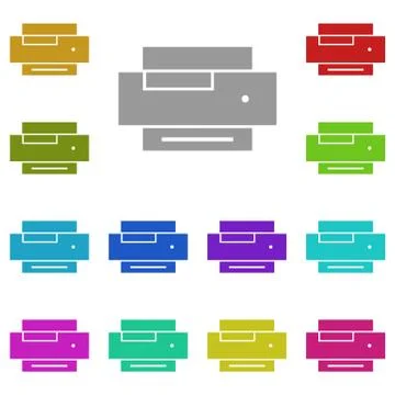Printer, text multi color icon. Simple thin line, outline vector of Text edit Stock Illustration