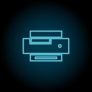 Printer, text neon icon. Simple thin line, outline vector of Text editor icon Stock Illustration