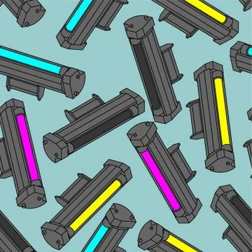 Printer toner cartridge CMYK pattern seamless. Cyan and Magenta. Yellow and K Stock Illustration